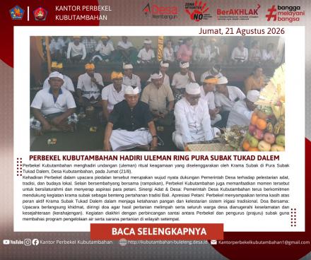 PERBEKEL KUBUTAMBAHAN HADIRI ULEMAN RING PURA SUBAK TUKAD DALEM 